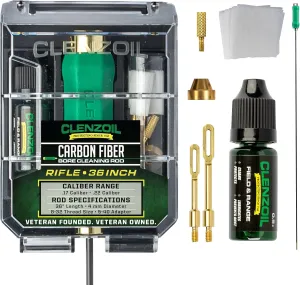 Clenzoil Carbon Fiber Gun Cleaning Rod Kit - Gun Cleaner Kit for Gun Maintenance - Rifle Cleaning Solution - 36" Rifle Cleaning Rod for .17 Cal to .30 Cal
