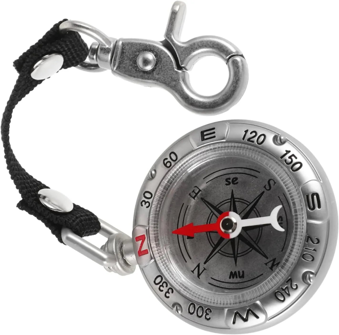 Climbing Gear Compass Pendant with Keyring Clip Vintage Travel Compass for Men