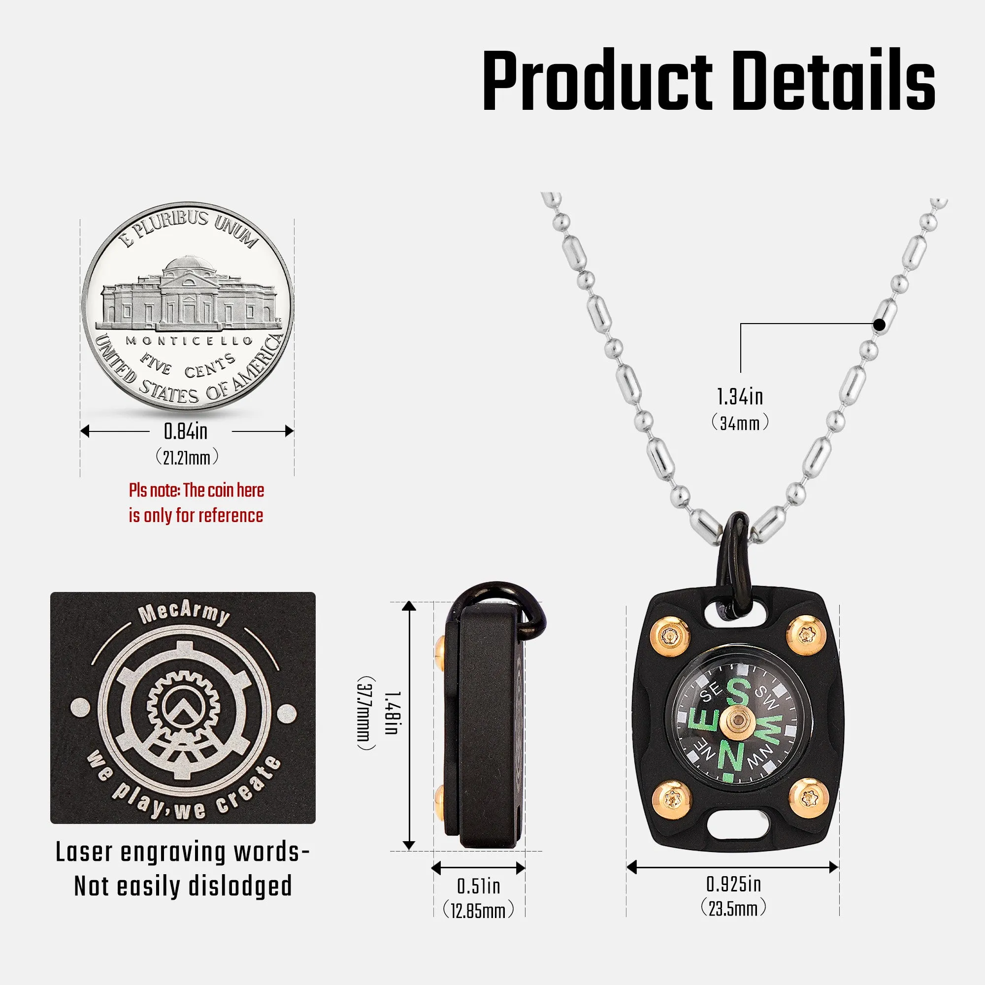 CMP-2T/2B/2C Titanium/Brass/Copper EDC Compass