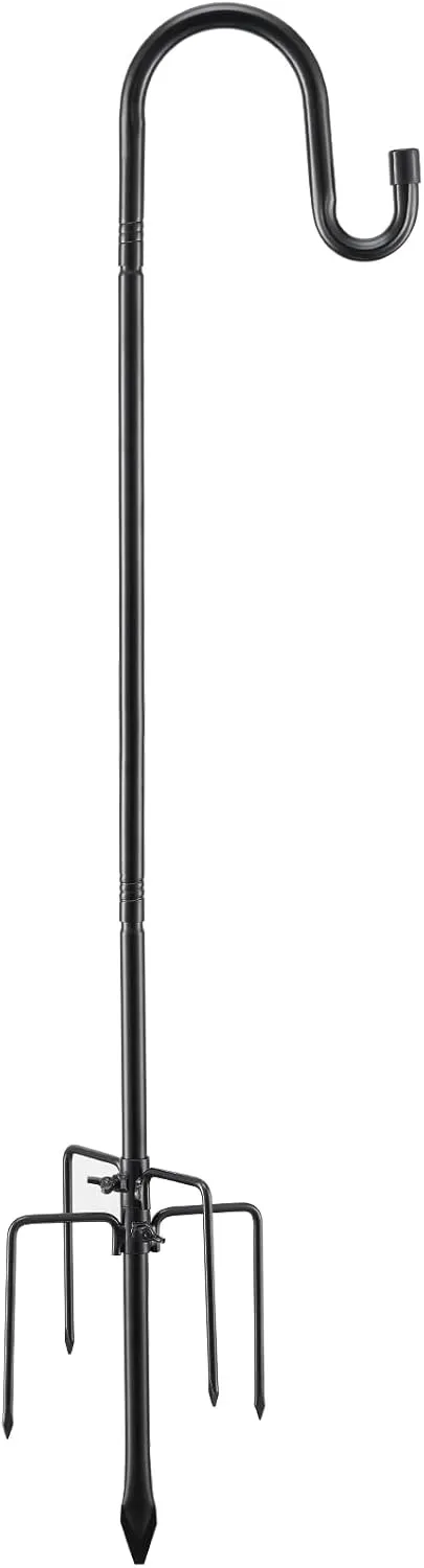 COCONUT Shepherds Hook for Outdoor, 62 Inch Adjustable Bird Feeder Pole with 5 Prong Base, Garden Hanger Stand for Hummingbird Feeder, Wind Chime, Lantern