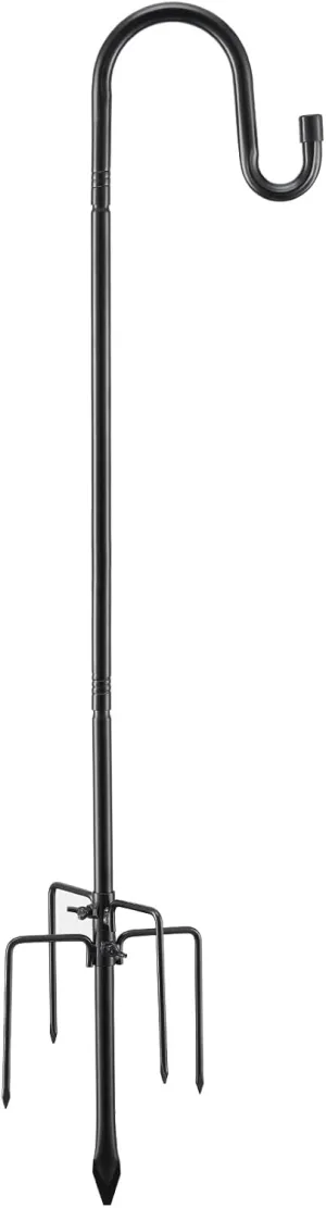 COCONUT Shepherds Hook for Outdoor, 62 Inch Adjustable Bird Feeder Pole with 5 Prong Base, Garden Hanger Stand for Hummingbird Feeder, Wind Chime, Lantern