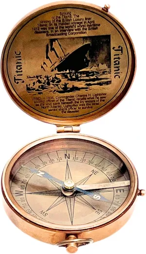 Collectibles Buy Authentic Antique Lid Titanic Compass Brass Finish Directional Magnetic Compass Vintage Nautical Sailor Article - Maritime Magnetic Gift