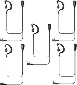 Commountain Earpiece Compatible with Kenwood Baofeng BTECH Samcom Retevis Radioddity Radios Walkie Talkies & BF-F8HP UV-5R UV-82HP UV82 NX-1300 NX-1200 TK-3402, 2 Pin Earhook Headset-5 Pack