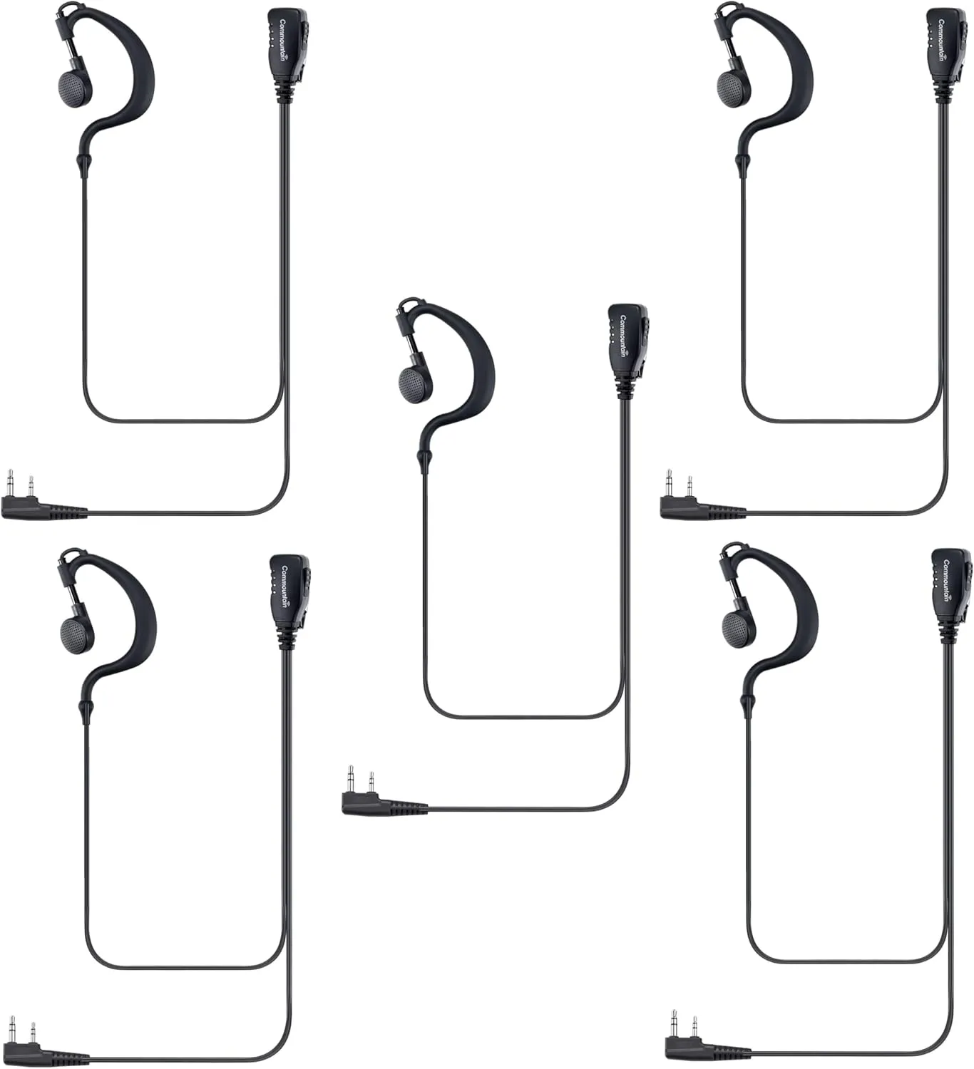 Commountain Earpiece Compatible with Kenwood Baofeng BTECH Samcom Retevis Radioddity Radios Walkie Talkies & BF-F8HP UV-5R UV-82HP UV82 NX-1300 NX-1200 TK-3402, 2 Pin Earhook Headset-5 Pack