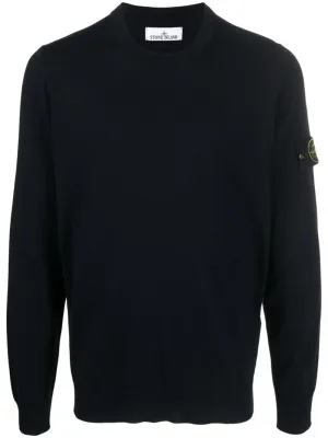 Compass-patch virgin wool jumper
