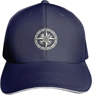 Compass Rose Adjustable Navy Blue Baseball Cap - Lightweight, Breathable Dad Hat for Men & Women77
