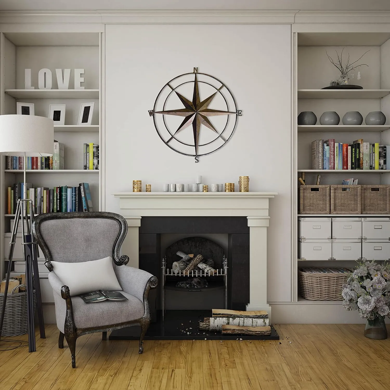 Compass Wall Plaque - 30 Inch - Indoor/Outdoor - Bronze - Backyard Expressions