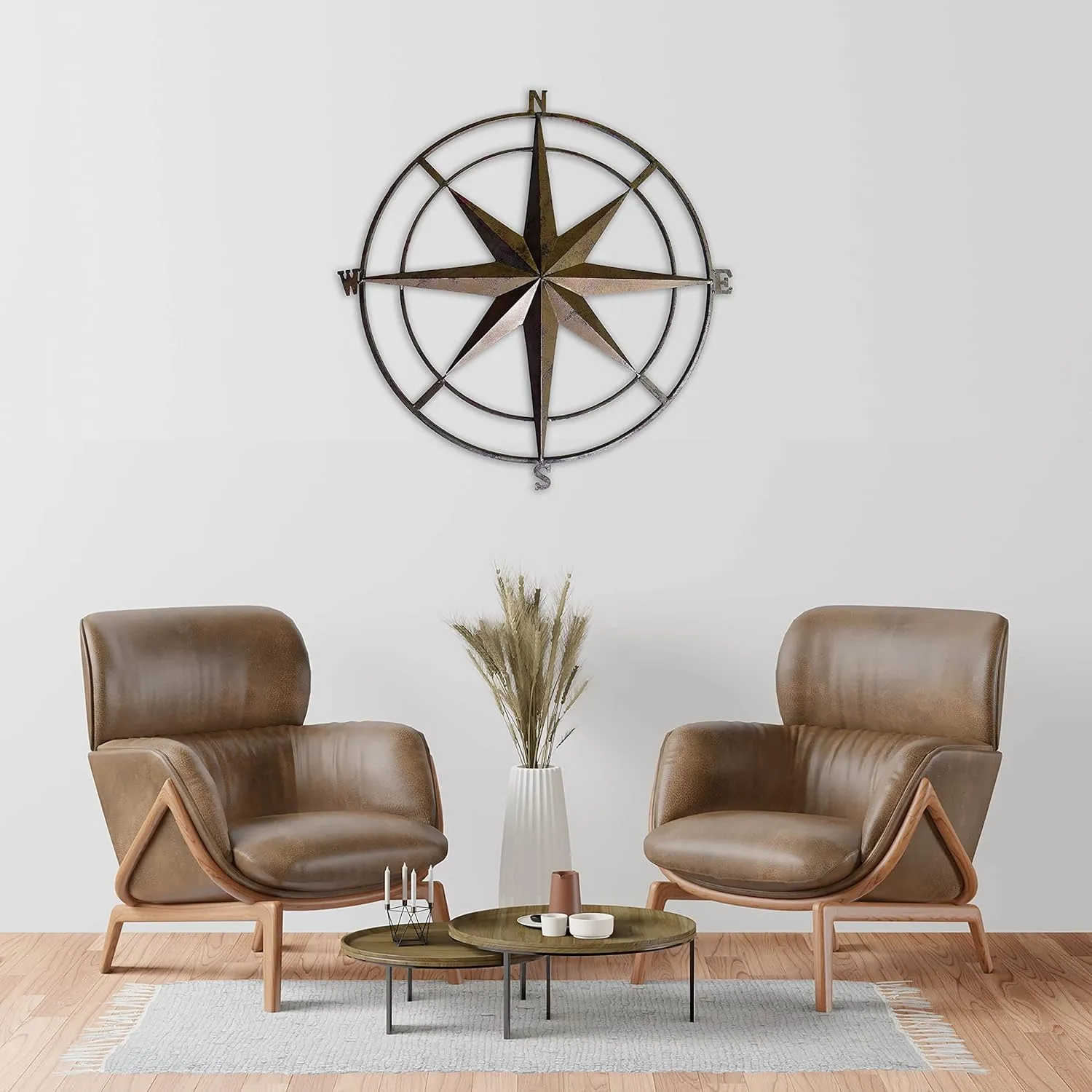 Compass Wall Plaque - 30 Inch - Indoor/Outdoor - Bronze - Backyard Expressions