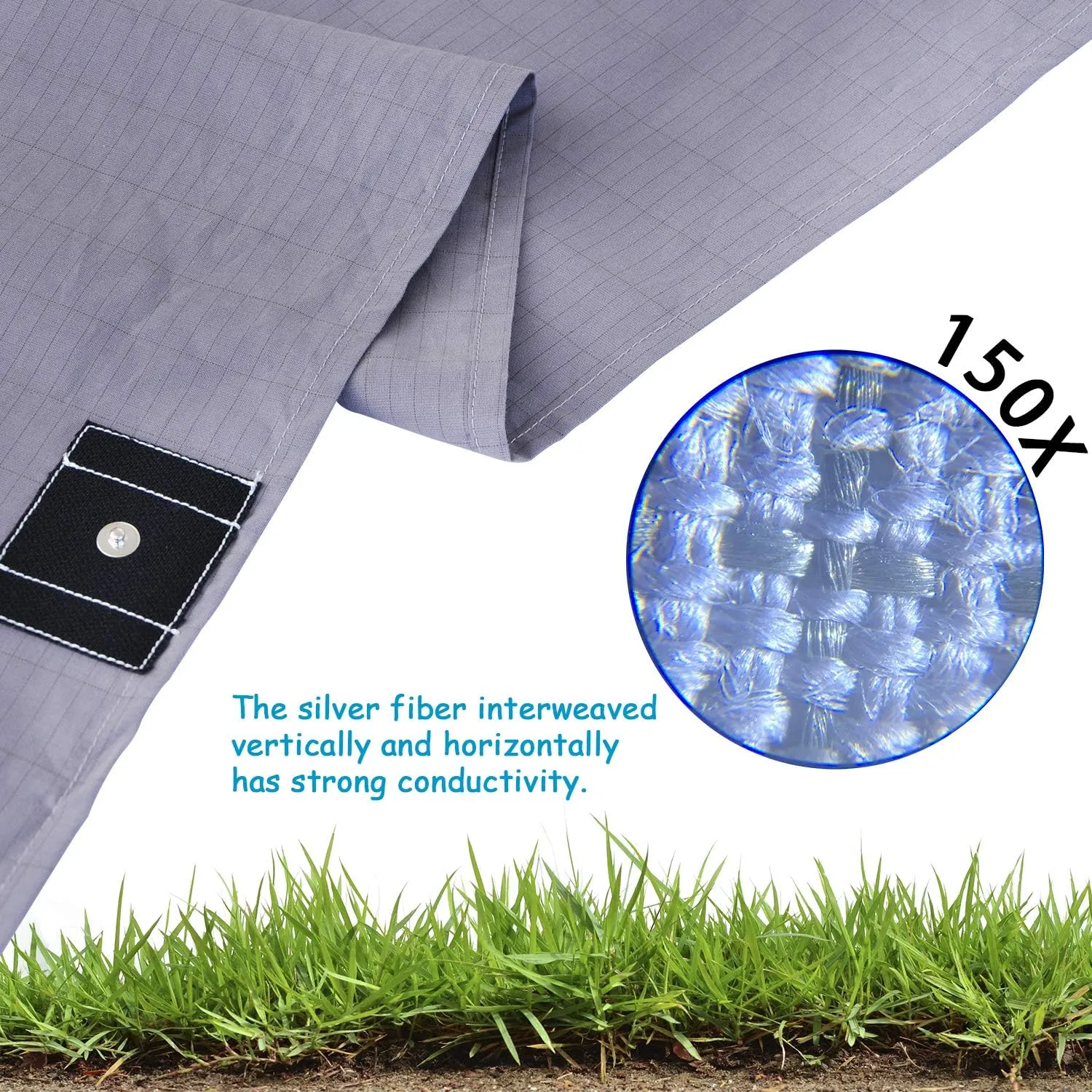 CONDUCTIVE Brand Grounding Flat Bed Sheet with Grounded Connection Cable (75 x 54 inch, Grey Color) User for Wellness Benefits Sleep