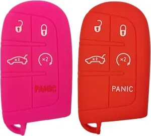 Coolbestda 2Pcs Key Fob Protector Keyless Cover Remote Case Bag for 2017 2018 2019 2020 2021 Jeep Grand Cherokee Compass Dodge Challenger Charger Dart Durango Journey Chrysler 300 200