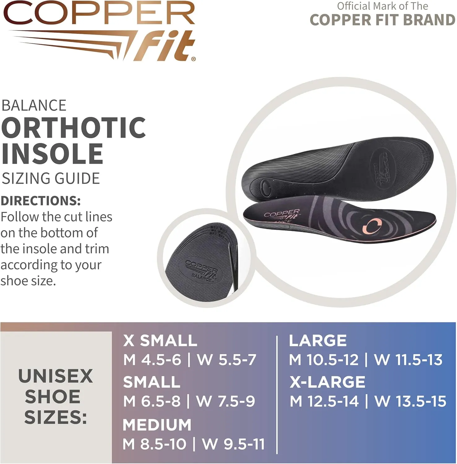 Copper Fit Balance Copper Infused Orthotic Insole