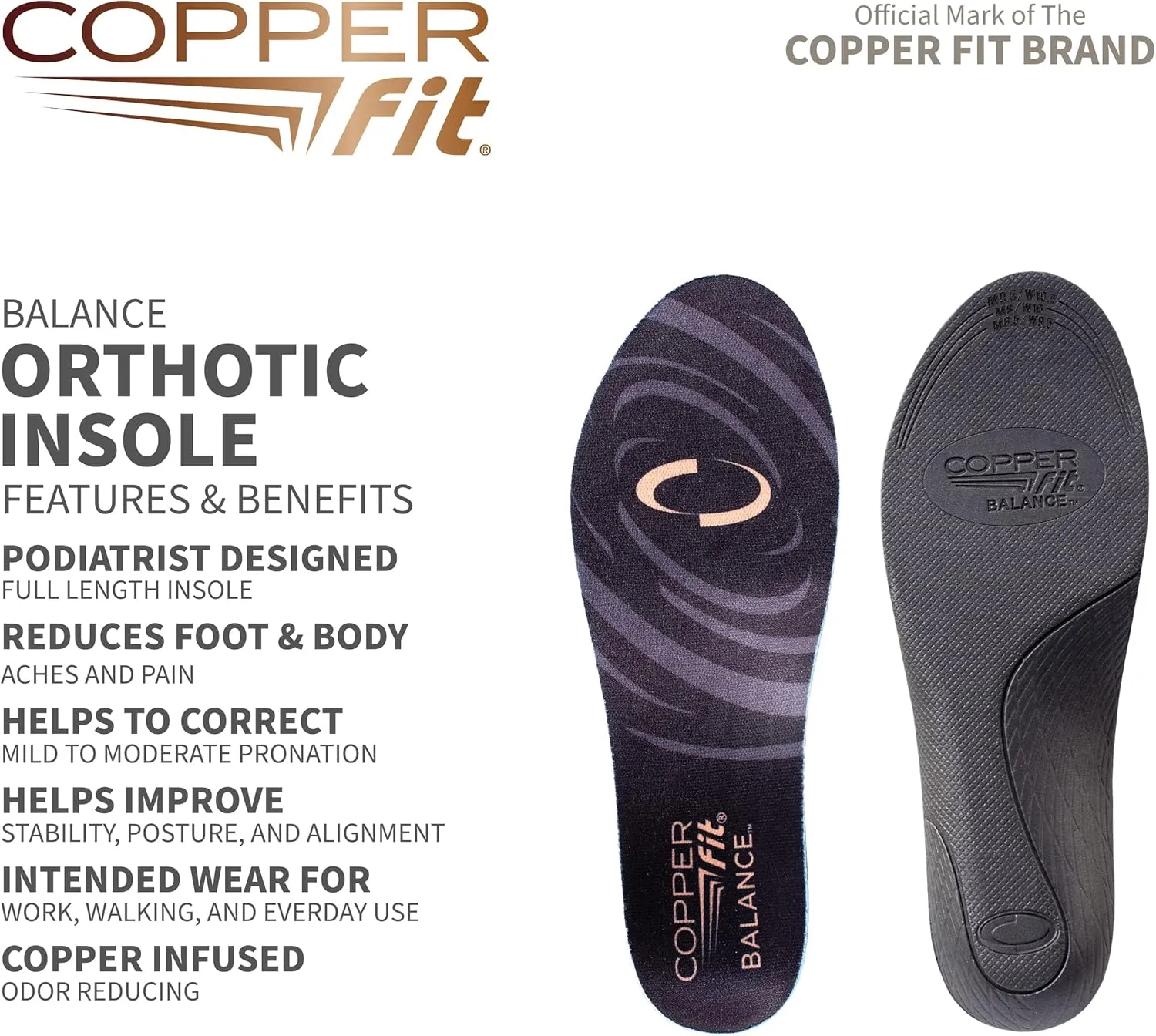 Copper Fit Balance Copper Infused Orthotic Insole
