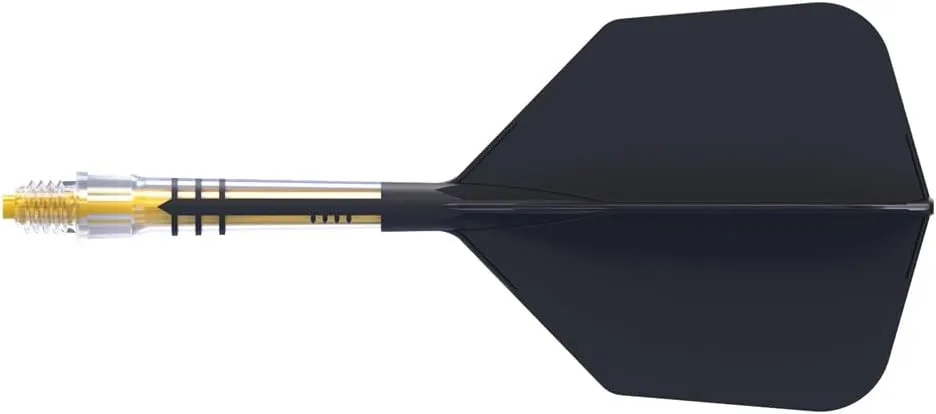 CUESOUL ROST T19 Carbon Integrated Dart Shaft and Flight Big Wing Shape-Black Flight with Yellow Shafts