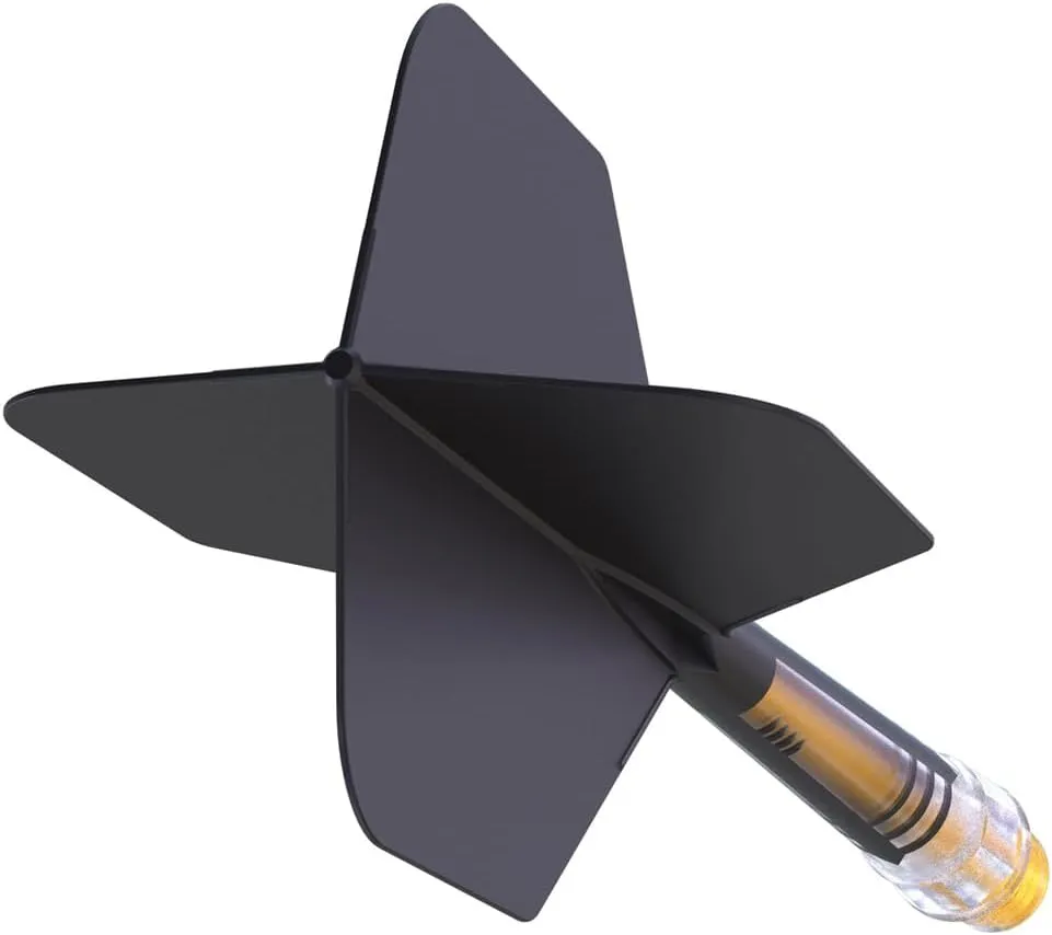 CUESOUL ROST T19 Carbon Integrated Dart Shaft and Flight Big Wing Shape-Black Flight with Yellow Shafts