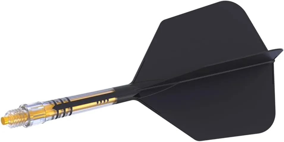 CUESOUL ROST T19 Carbon Integrated Dart Shaft and Flight Big Wing Shape-Black Flight with Yellow Shafts