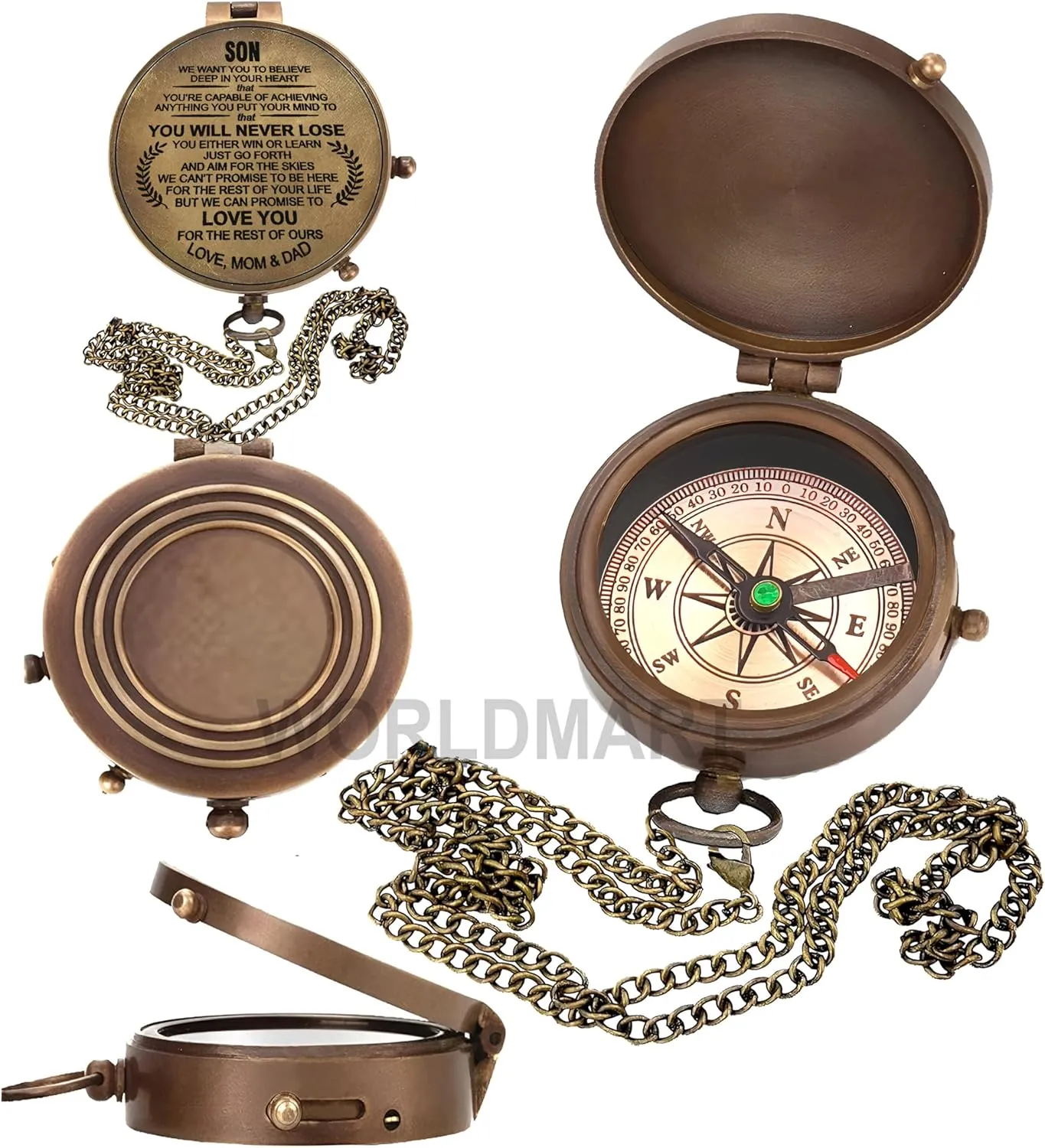 Customized Brass Compass for Anniversary, Birthday, Graduation Day, Confirmation Gift, Valentine Gift, Parting Gift
