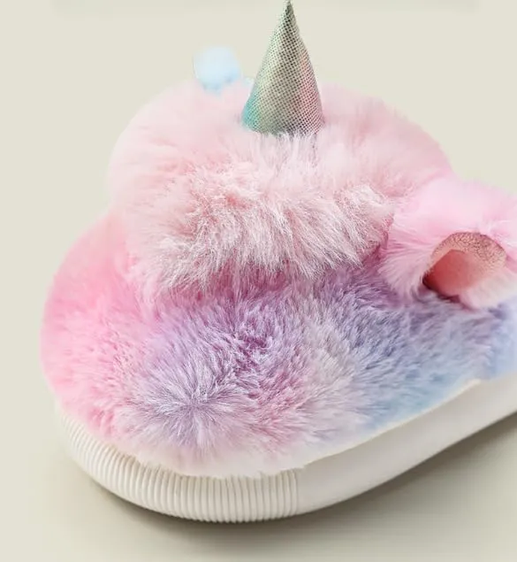 Cute Unicorn Slippers for Girls Slip Resistant Little Kid House Shoes (Age 4-13)