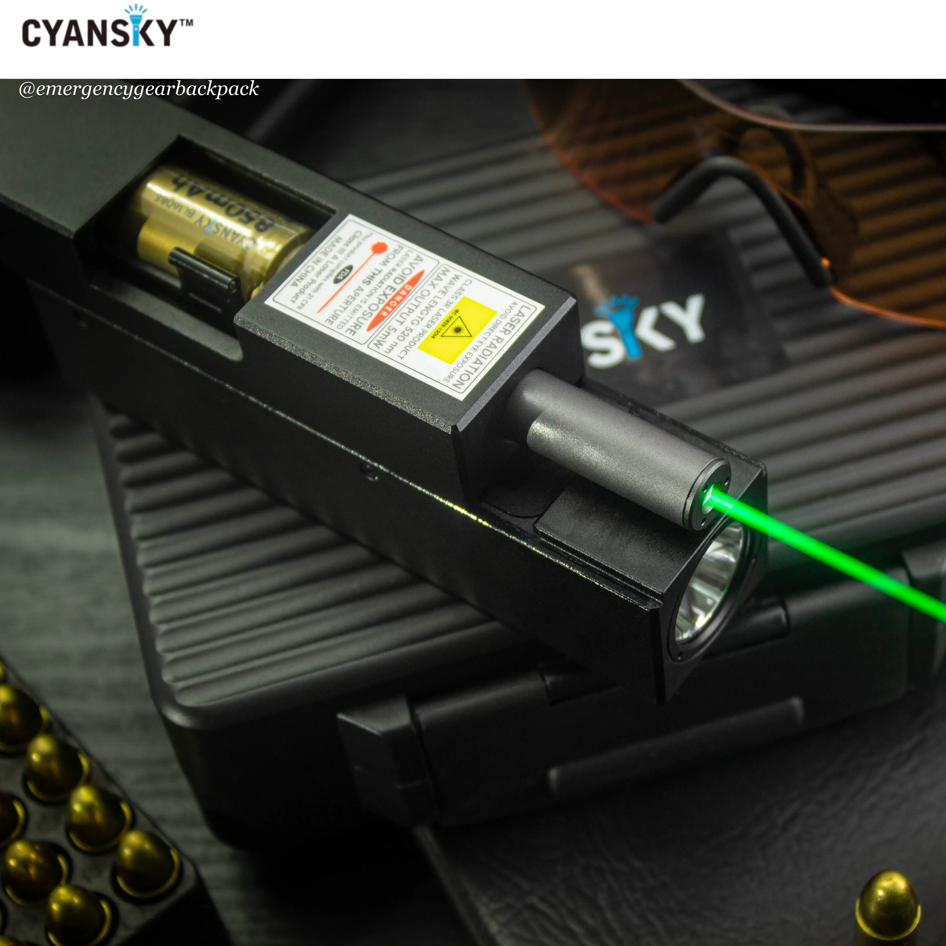 Cyansky Vanguard 1500 Lumens 410M Dual Light Source EDC Flashlight