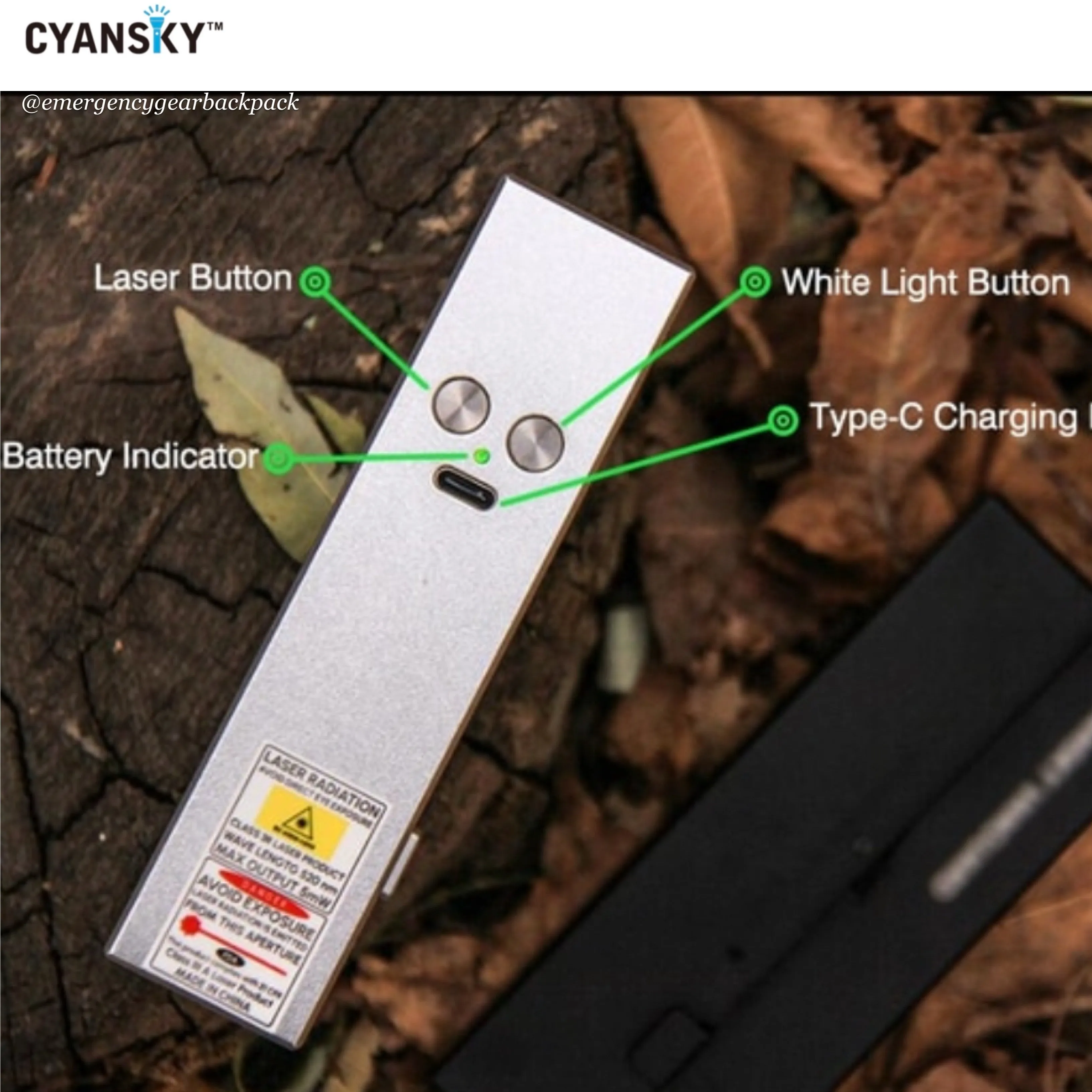 Cyansky Vanguard 1500 Lumens 410M Dual Light Source EDC Flashlight