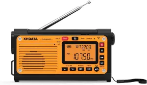 D608WB Emergency Radio Hand Crank Weather Radio FM/AM/SW/NOAA Alert Portable Radio, Bluetooth MP3, USB/Solar/Hand Crank Charging, Flashlight, Reading Lamp and SOS Alarm