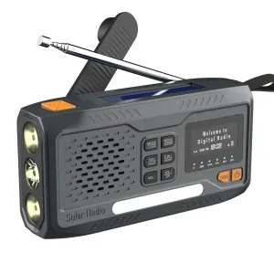 DAB/FM Bluetooth Portable Solar Radio - Emergency Hand Crank Dynamo Outdoor Speaker with LED Flashlight and SOS Function