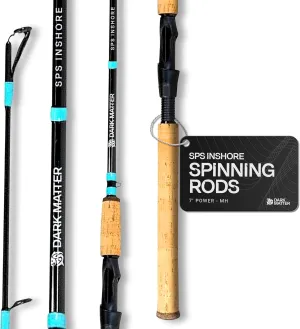 Dark Matter Fishing Rods - SPS Inshore Spinning Rods for Fishing, Heavy Duty Inshore Fishing Rods for Saltwater Rod and Sea Fishing Rod - Carbon Fishing Rod, Fast Action Fishing Gear, Blue, 7'