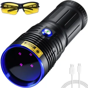 DARKBEAM UV Flashlight 365nm Blacklight LED Ultraviolet Black Light, Rechargeable USB -C Powerful 50W Woods lamp - Dog Urine Detector, Rock Hounding, Resin Curing
