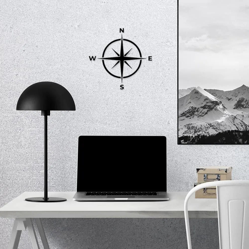 Decal Stickers of Compass 3 (Black) (Set of 2) Luxury Weatherproof Vinyl Decal Stickers for Laptop Desktop Smartphone Car Dirt Bike Wall Room Mason Jar Bathtub Door Skateboard - ANDstic898806BL
