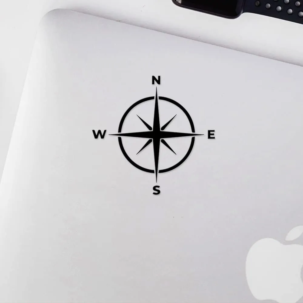 Decal Stickers of Compass 3 (Black) (Set of 2) Luxury Weatherproof Vinyl Decal Stickers for Laptop Desktop Smartphone Car Dirt Bike Wall Room Mason Jar Bathtub Door Skateboard - ANDstic898806BL
