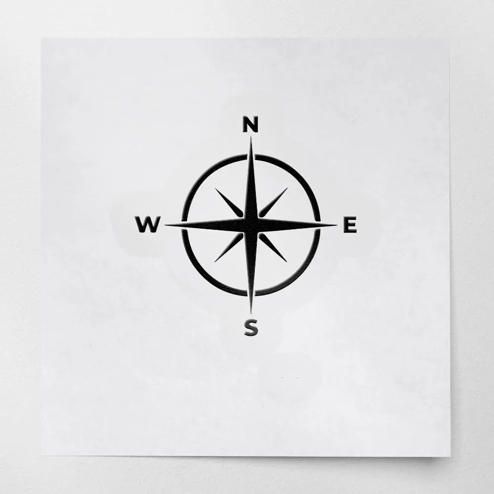 Decal Stickers of Compass 3 (Black) (Set of 2) Luxury Weatherproof Vinyl Decal Stickers for Laptop Desktop Smartphone Car Dirt Bike Wall Room Mason Jar Bathtub Door Skateboard - ANDstic898806BL