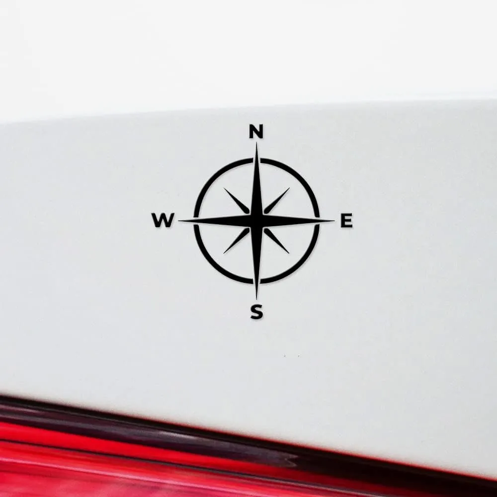 Decal Stickers of Compass 3 (Black) (Set of 2) Luxury Weatherproof Vinyl Decal Stickers for Laptop Desktop Smartphone Car Dirt Bike Wall Room Mason Jar Bathtub Door Skateboard - ANDstic898806BL