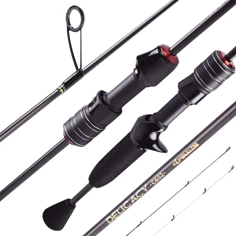 Delicacy UL Spinning Rod Casting Rod Ultralight Carbon Fiber Hollow   Solid 2 Tips Freshwater Saltwater Fishing Rods