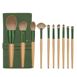 DFHBFG New 10 pieces Qingluo Makeup Brush Set Soft Hair Beginner Artificial Fiber Hair 10 pieces Makeup Brush Set(Gray,20cm)