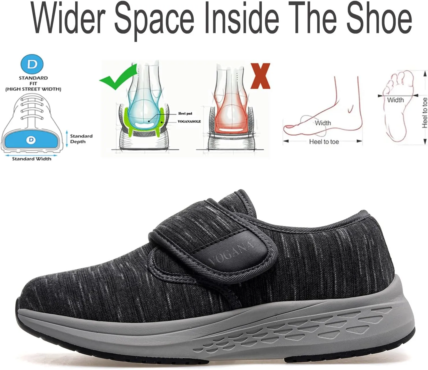 Diabetic Shoes for Men Arch Support Cushioning Adjustable Widch Orthopedic for Swollen Feet Elderly Foot Pain Relief Neuropathy