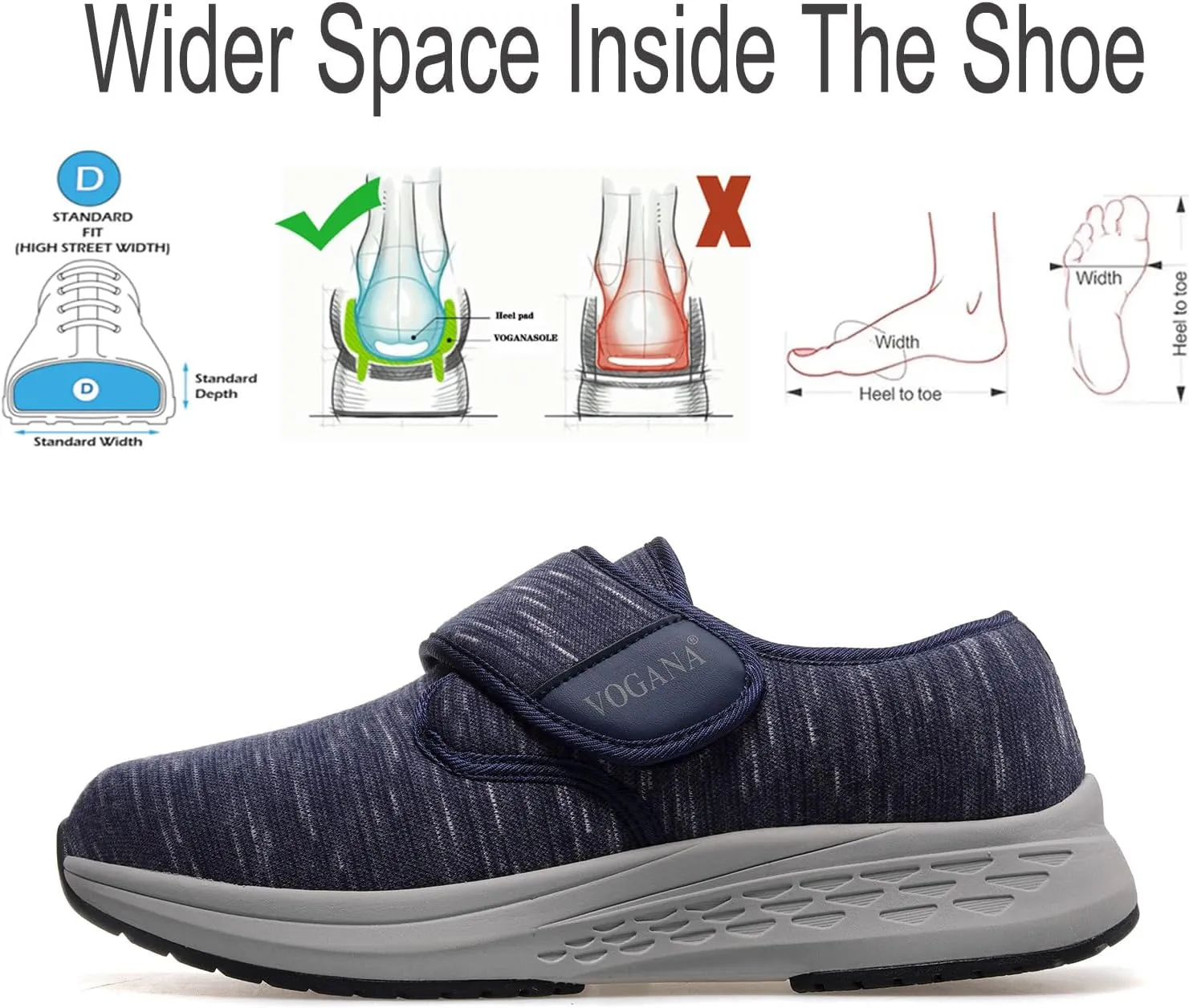 Diabetic Shoes for Men Arch Support Cushioning Adjustable Widch Orthopedic for Swollen Feet Elderly Foot Pain Relief Neuropathy
