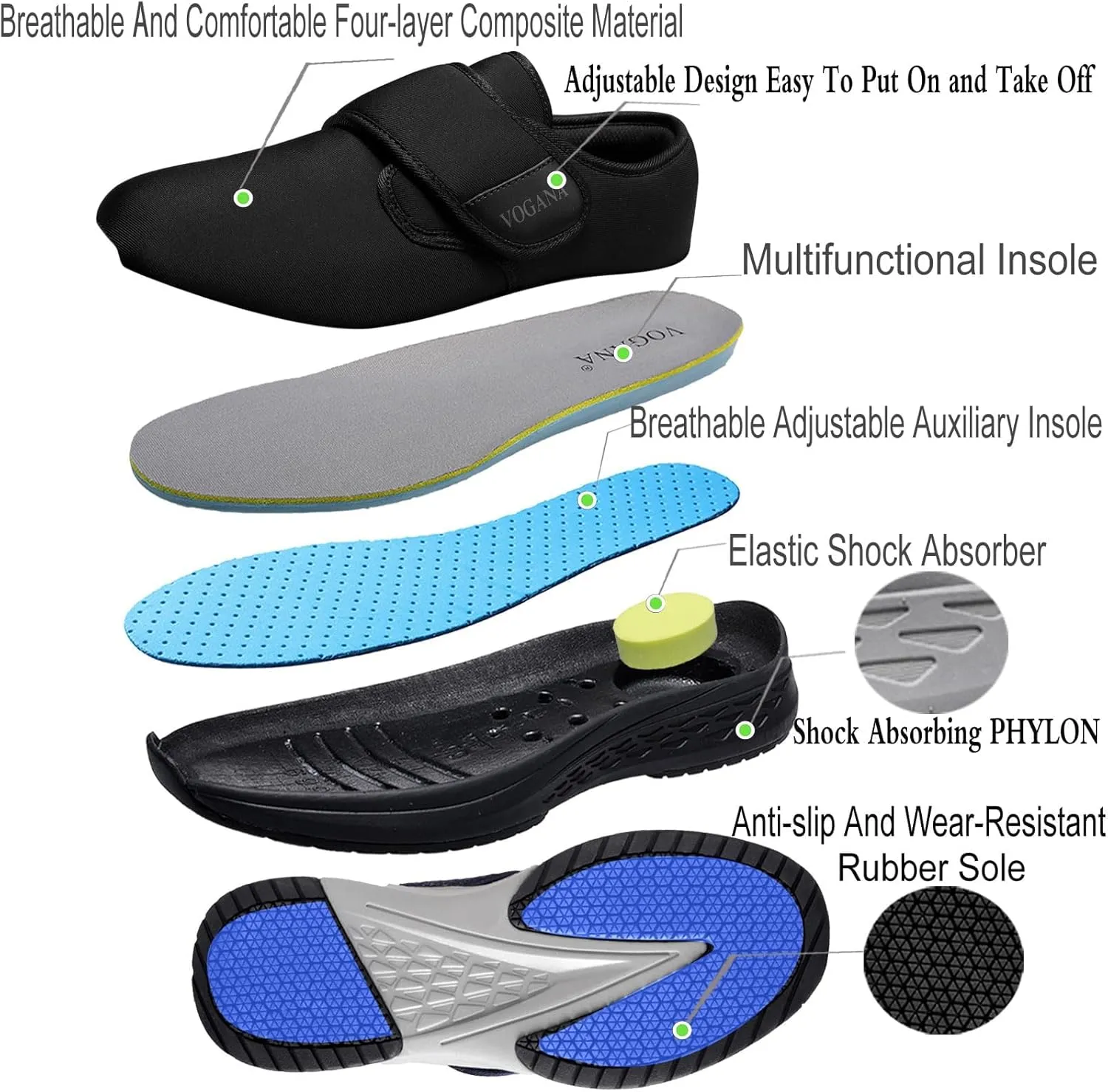 Diabetic Shoes for Men Arch Support Cushioning Adjustable Widch Orthopedic for Swollen Feet Elderly Foot Pain Relief Neuropathy