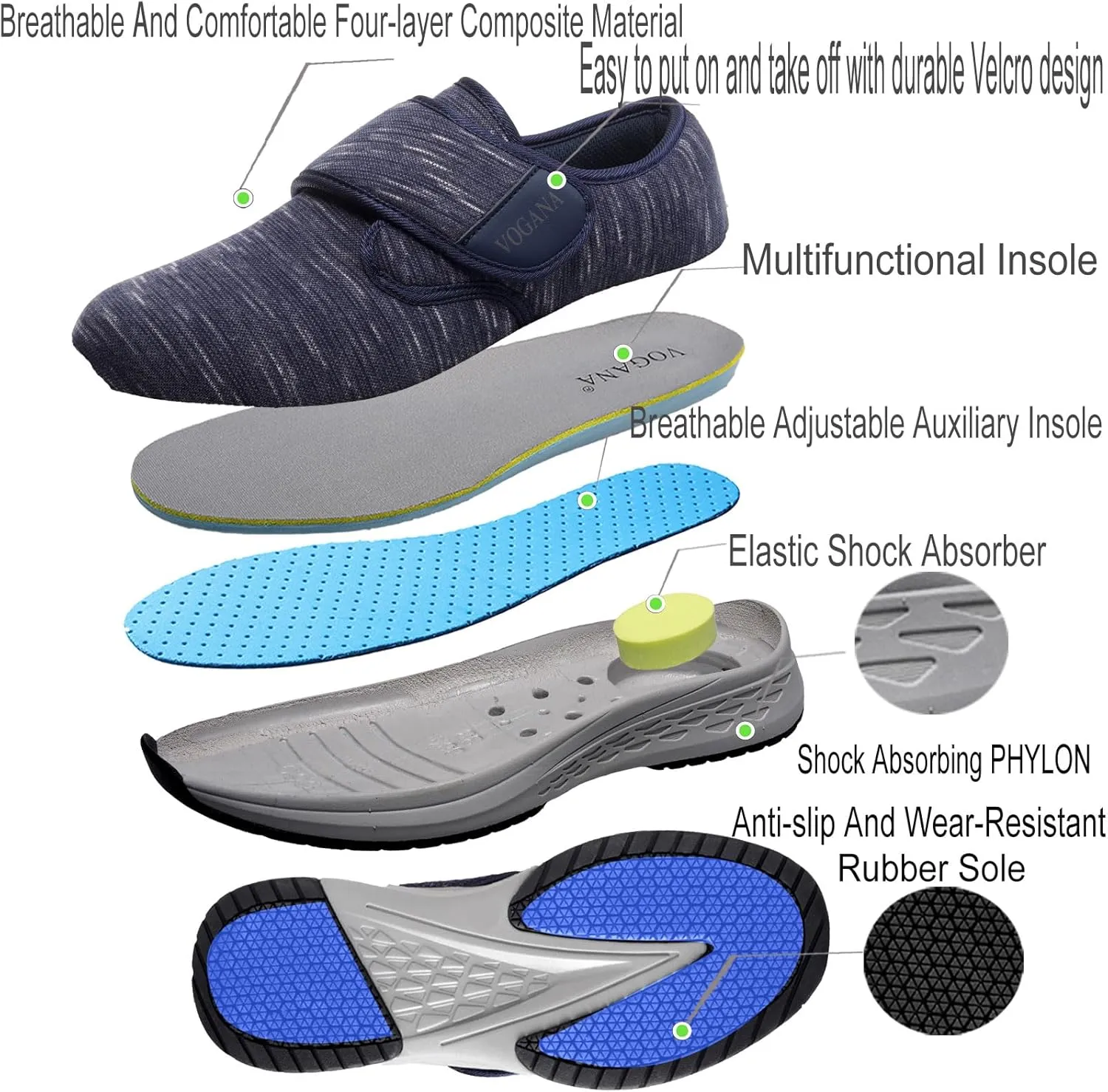 Diabetic Shoes for Men Arch Support Cushioning Adjustable Widch Orthopedic for Swollen Feet Elderly Foot Pain Relief Neuropathy