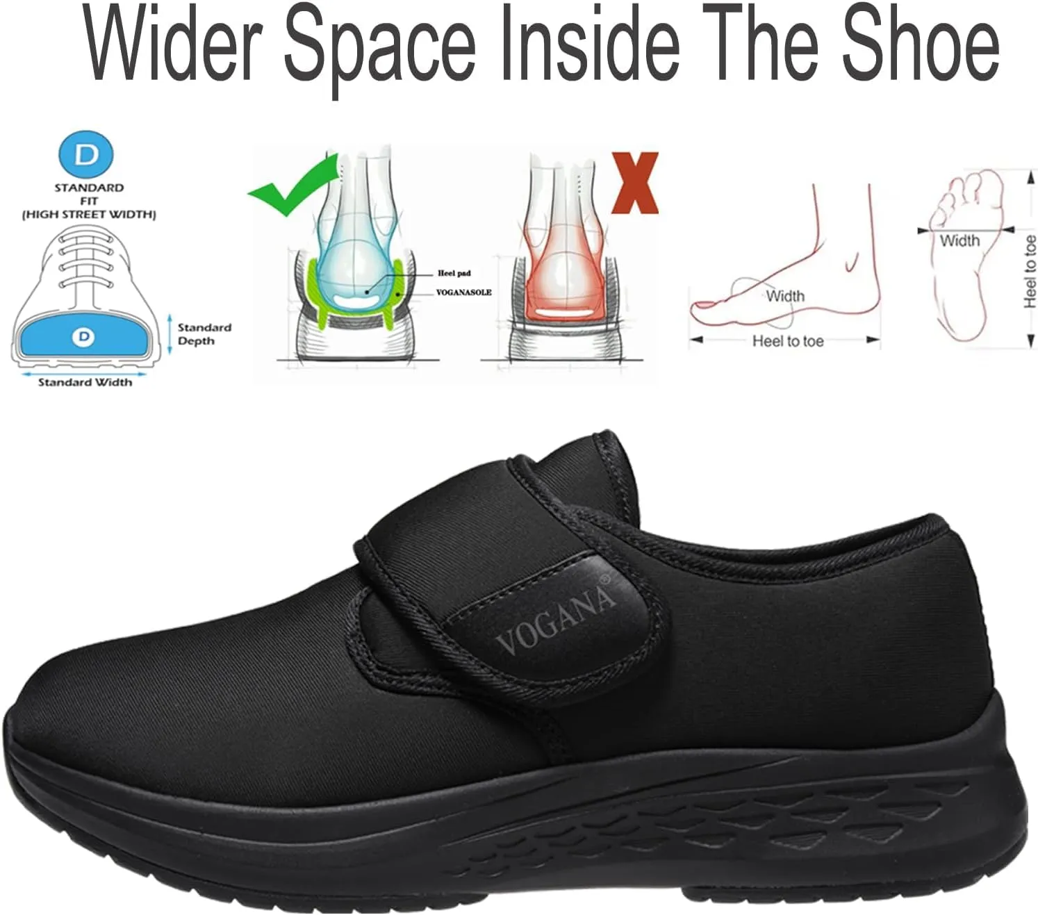 Diabetic Shoes for Men Arch Support Cushioning Adjustable Widch Orthopedic for Swollen Feet Elderly Foot Pain Relief Neuropathy
