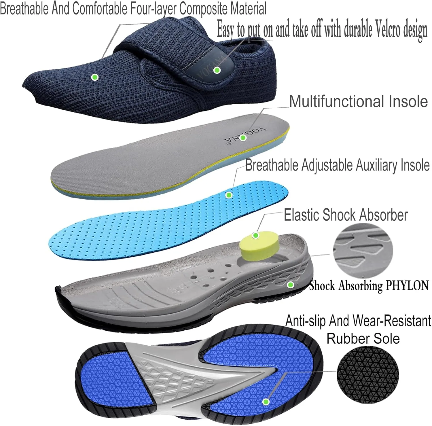 Diabetic Shoes for Women Arch Support Cushioning Adjustable Widch Orthotic for Swollen Feet Elderly Foot Pain Relief Neuropathy