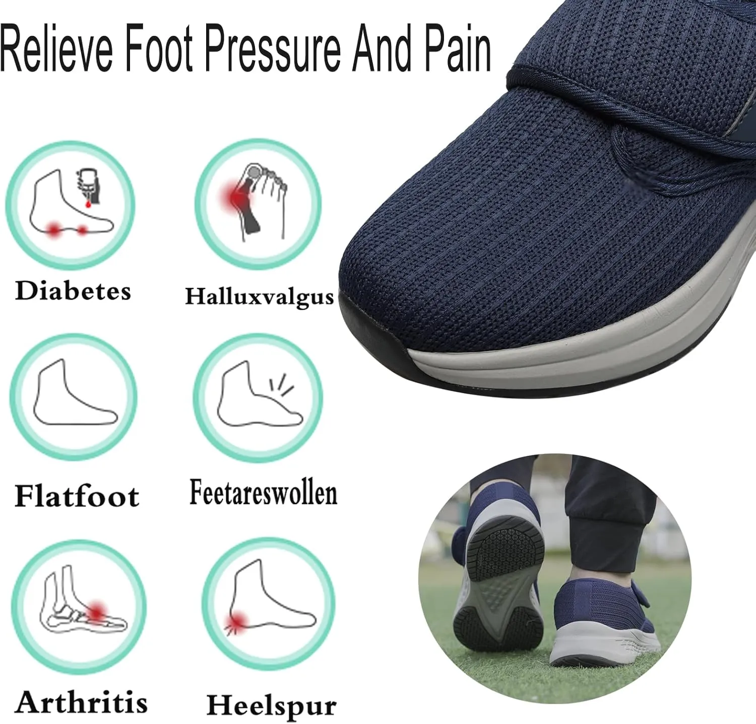 Diabetic Shoes for Women Arch Support Cushioning Adjustable Widch Orthotic for Swollen Feet Elderly Foot Pain Relief Neuropathy