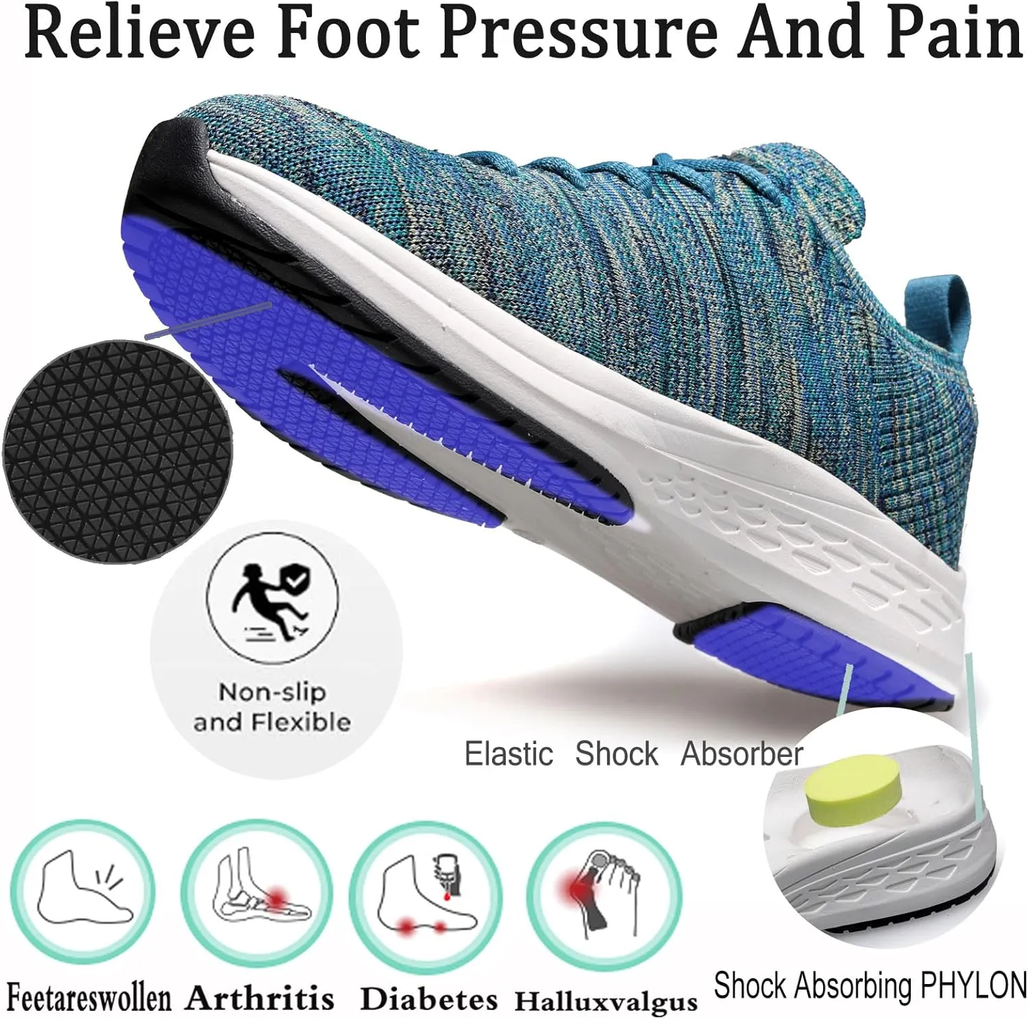 Diabetic Shoes for Women Arch Support Cushioning Adjustable Widch Orthotic for Swollen Feet Elderly Foot Pain Relief Neuropathy