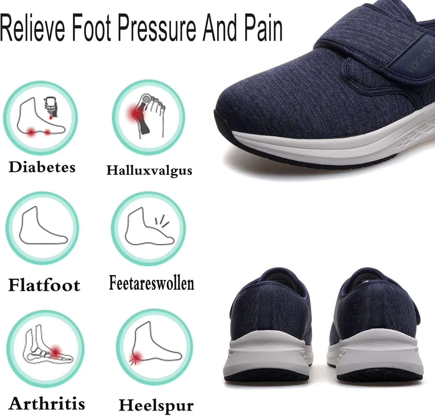 Diabetic Shoes for Women Arch Support Cushioning Adjustable Widch Orthotic for Swollen Feet Elderly Foot Pain Relief Neuropathy