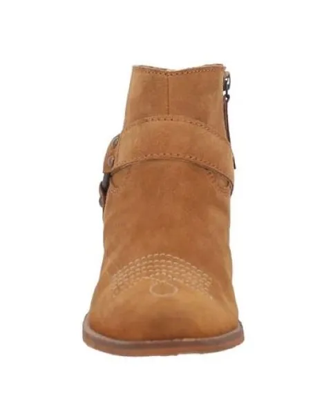 Dingo Brown Ladies Harness Buckskin Ankle Boots DI319