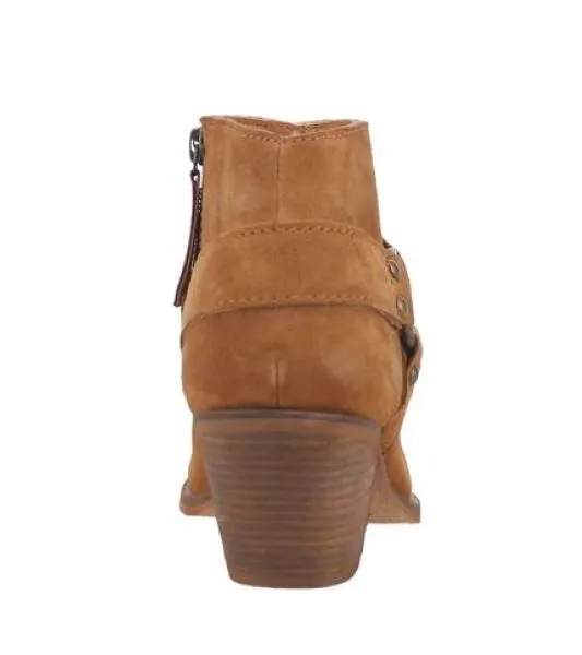 Dingo Brown Ladies Harness Buckskin Ankle Boots DI319