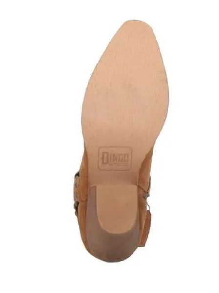 Dingo Brown Ladies Harness Buckskin Ankle Boots DI319