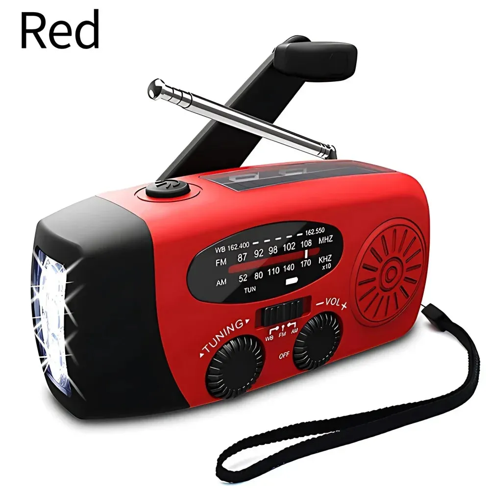 Disaster Prevention Emergency Radio with Solar Hand Crank, Rechargeable LED Flashlight and Reading Light