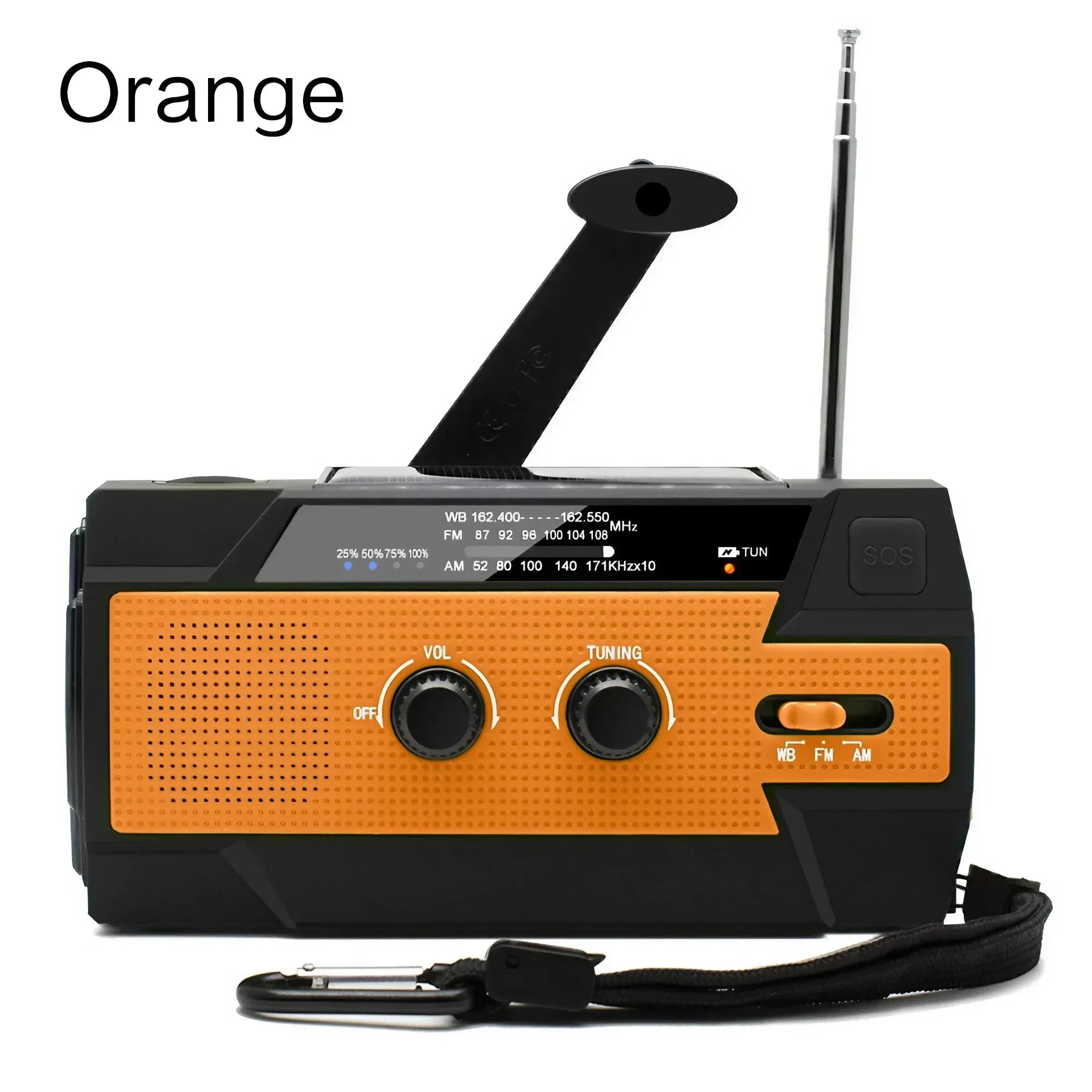 Disaster Prevention Emergency Radio with Solar Hand Crank, Rechargeable LED Flashlight and Reading Light