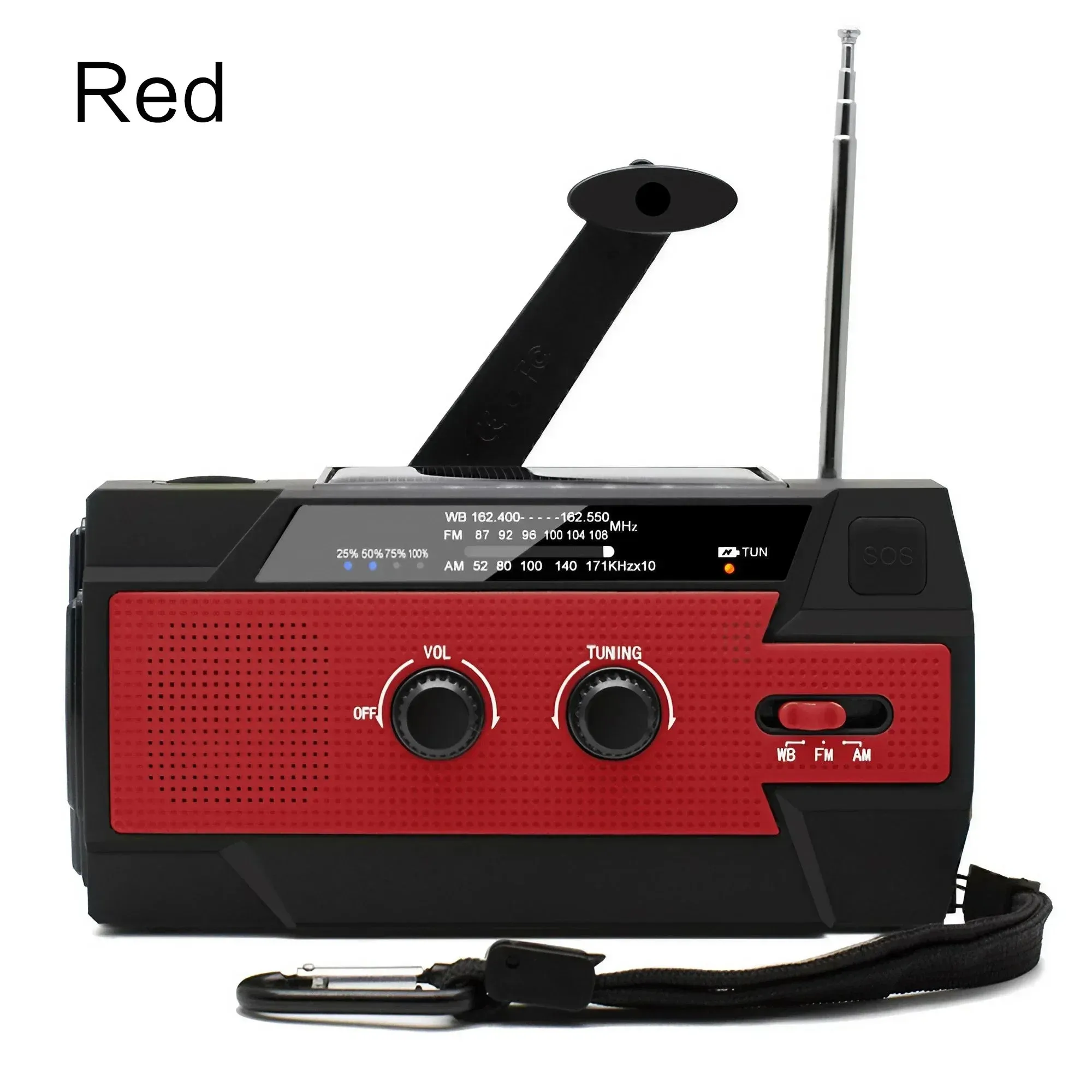 Disaster Prevention Emergency Radio with Solar Hand Crank, Rechargeable LED Flashlight and Reading Light