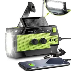 Disaster Prevention Emergency Radio with Solar Hand Crank, Rechargeable LED Flashlight and Reading Light