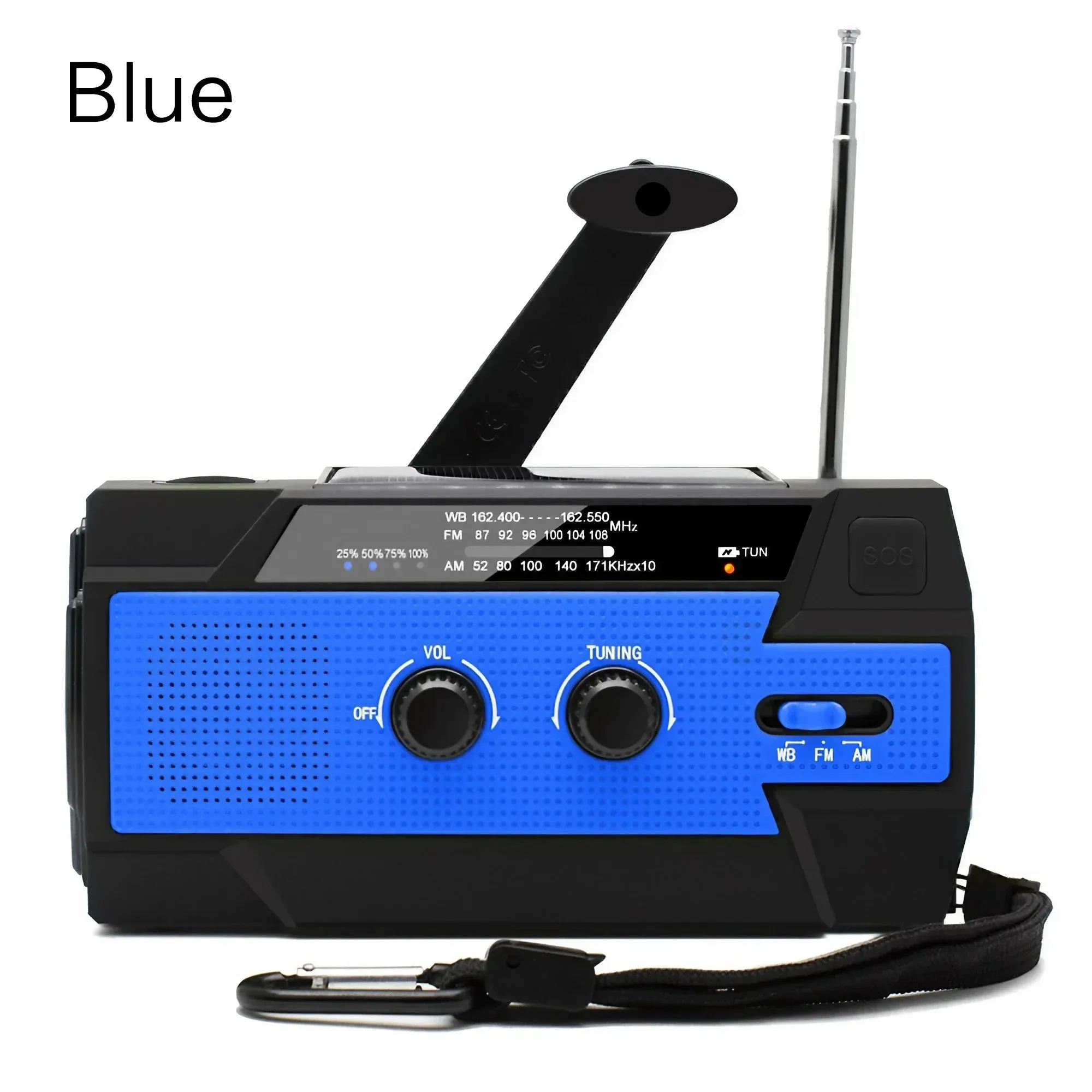 Disaster Prevention Emergency Radio with Solar Hand Crank, Rechargeable LED Flashlight and Reading Light